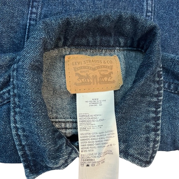 Levi's Kids Denim Trucker Jacket M (10-12 Yrs) Dark Wash Jean Coat Red Tab Youth - Picture 4 of 5